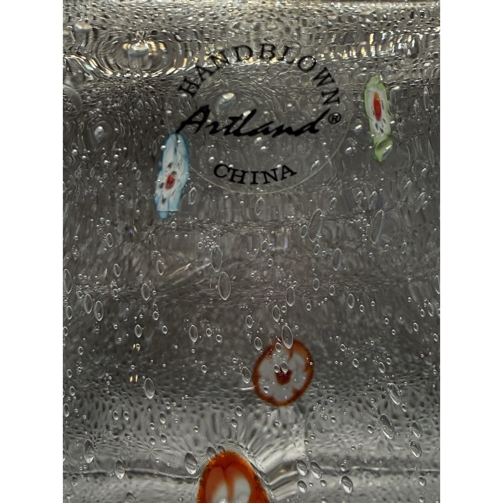 Hand Blown Clear Glass Pitcher with Millefiori  9" x 7" - Picture 3 of 7